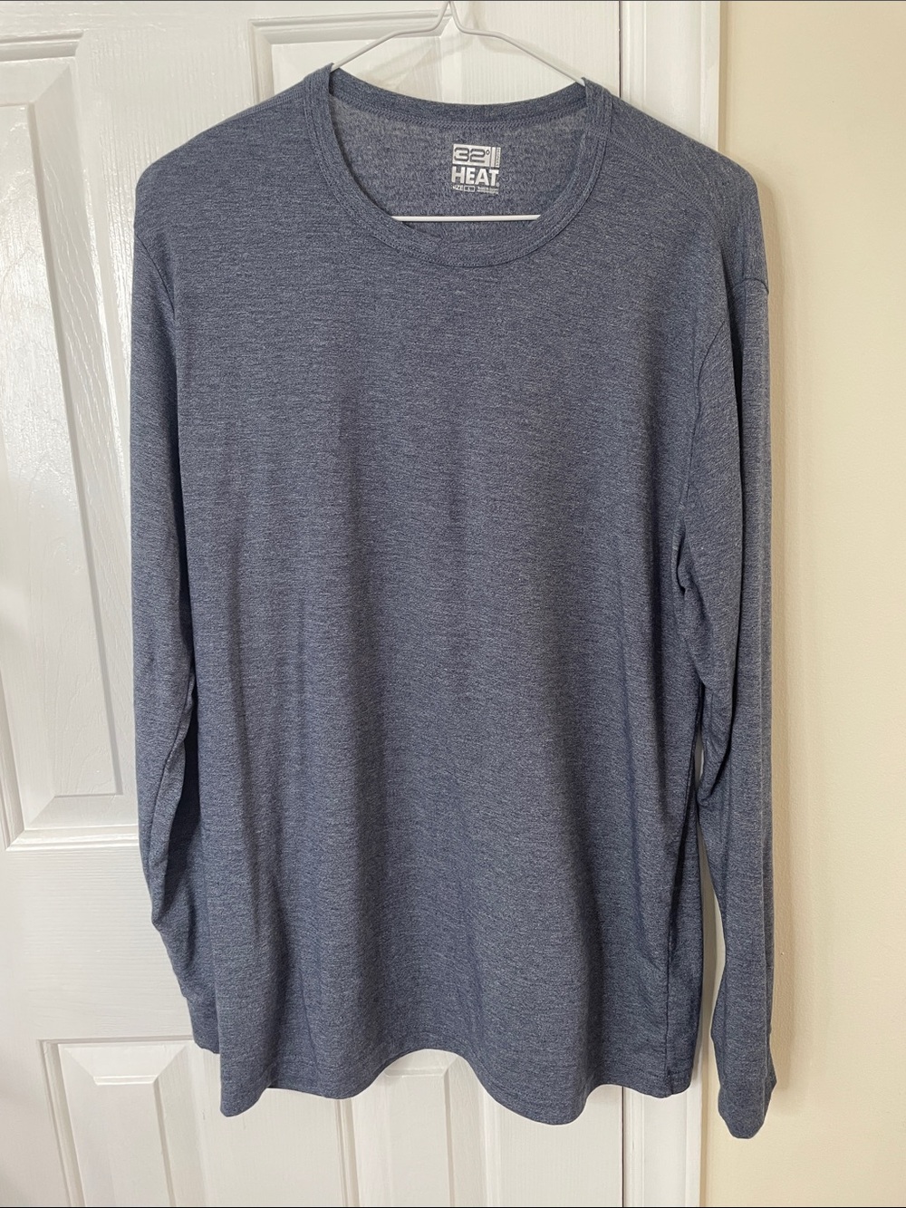 32 Degrees Men’s Long Sleeve Crewneck - Heather Navy